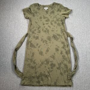 PACT Short Sleeve Tie Waist Dress Women's Small Green Tie Dye Organic Cotton